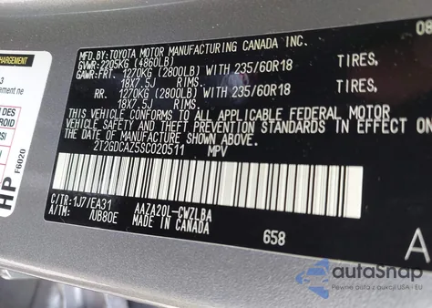 2025 Lexus Nx 250 Premium из США, поврежденный, VIN 2T2GDCAZ5SC020511